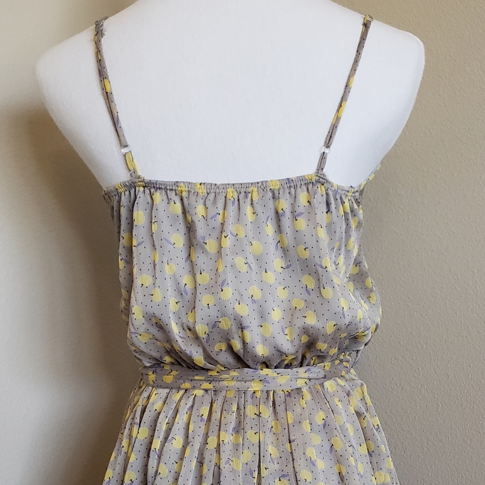 Women's Sleeveless Midi Dress with Yellow Dot Print - Picture 8 of 14